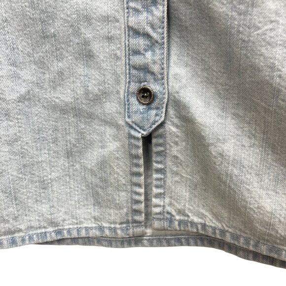J Jill Blue Light Wash Denim Over-Shirt, Medium, Cotton Chambray Metal Buttons - Picture 4 of 10
